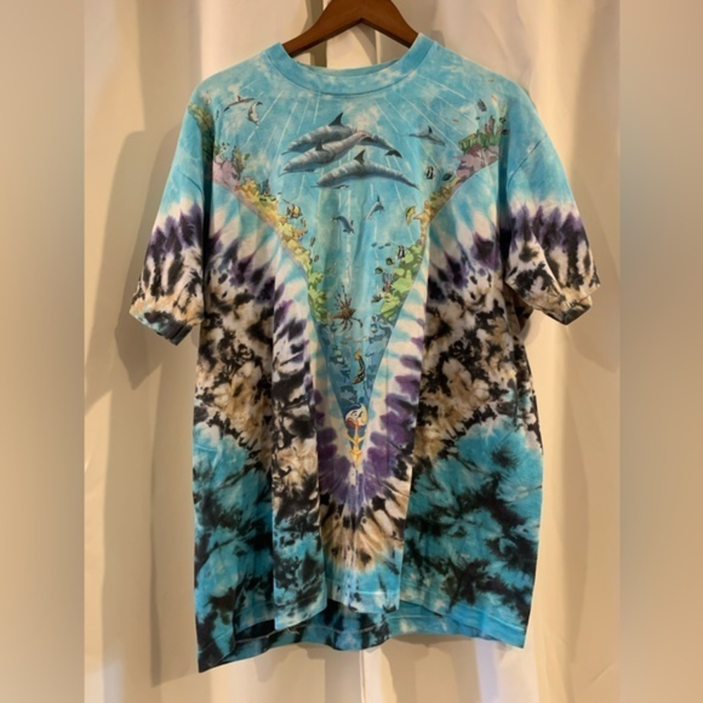 Vintage Liquid Blue shirt Size 2X ocean tie dye John Connell 1990 90s Half Baked